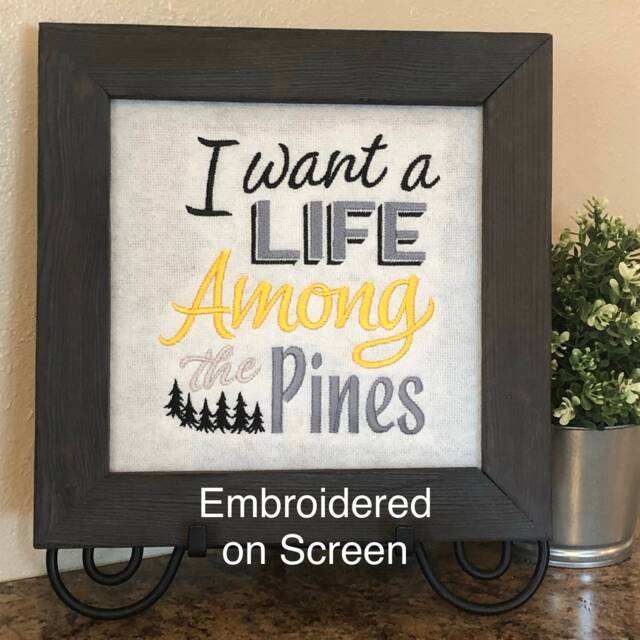 Wall Hanging, I Want A Life Among The Pines, Embroidered On Screen, Pine Wood Frame, Gray Yellow, Outdoor Wilderness Picture, Framed, Gift - image 1