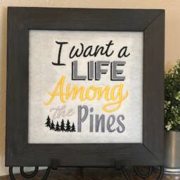 Wall Hanging, I Want A Life Among The Pines, Embroidered On Screen, Pine Wood Frame, Gray Yellow, Outdoor Wilderness Picture, Framed, Gift - thumbnail 3