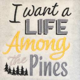 Wall Hanging, I Want A Life Among The Pines, Embroidered On Screen, Pine Wood Frame, Gray Yellow, Outdoor Wilderness Picture, Framed, Gift - thumbnail 2