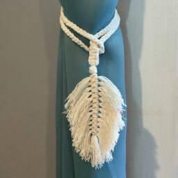 Macrame Feather Curtain Tiebacks Boho Nursery Decor - thumbnail 3