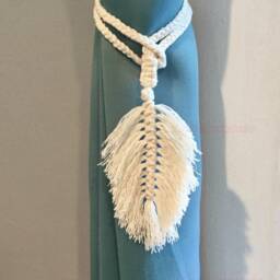 Macrame Feather Curtain Tiebacks Boho Nursery Decor - thumbnail 2