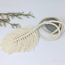 Macrame Feather Curtain Tiebacks Boho Nursery Decor - thumbnail 4