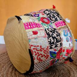 Embroidered Pouf Cover. Patchwork Ottoman. Handmade Home Decor - thumbnail 3