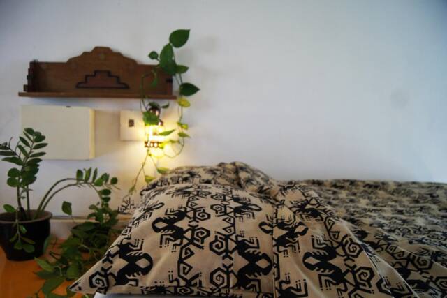 Hand Block Printed Cotton Duvet Cover Geometric Design - Garuda Black - image 1