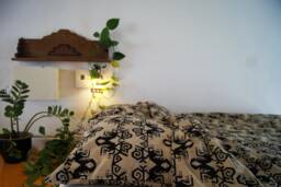 Hand Block Printed Cotton Duvet Cover Geometric Design - Garuda Black
