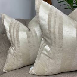 Modern Striped Cushion Cover Taupe/Mink Throw Pillow - Handmade Double Sided Home Decor - thumbnail 2