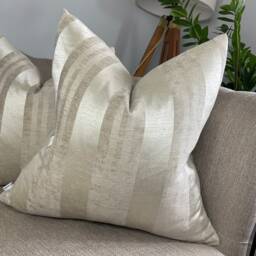 Modern Striped Cushion Cover Taupe/Mink Throw Pillow - Handmade Double Sided Home Decor - thumbnail 1