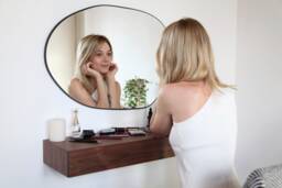 Minimalist Floating Dressing Table/Vanity - Made Of American Walnut - thumbnail 1