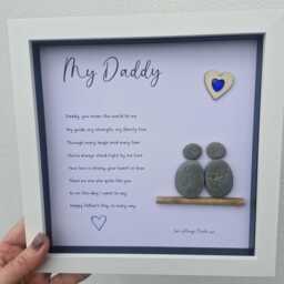 Personalised Father's Day Gift From Son Or Daughter Pebble Picture, Pebble Frame, , Birthday Present, Daddy. Dad - thumbnail 2