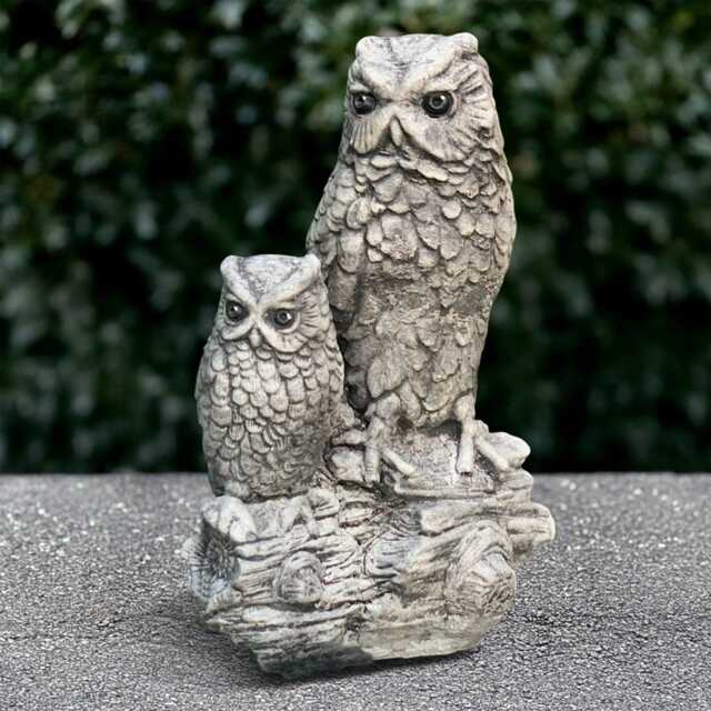 Outdoor Family Owl Statue Concrete Birds Sculpture Stone Realistic Ornament Garden Decoration Handmade Art Front Door Figurine Gift - image 1