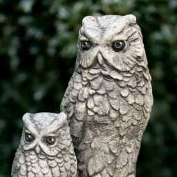 Outdoor Family Owl Statue Concrete Birds Sculpture Stone Realistic Ornament Garden Decoration Handmade Art Front Door Figurine Gift - thumbnail 3