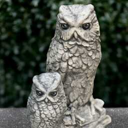 Outdoor Family Owl Statue Concrete Birds Sculpture Stone Realistic Ornament Garden Decoration Handmade Art Front Door Figurine Gift - thumbnail 4