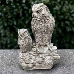 Outdoor Family Owl Statue Concrete Birds Sculpture Stone Realistic Ornament Garden Decoration Handmade Art Front Door Figurine Gift - thumbnail 2