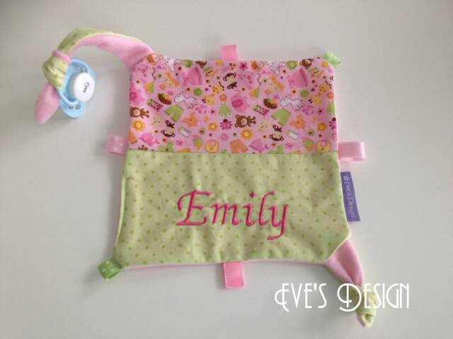 "Embroidered Cuddly Toy With Personalized Name, ""Pink Green"