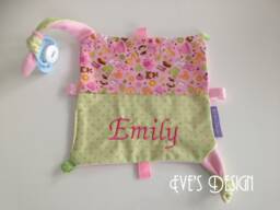 "Embroidered Cuddly Toy With Personalized Name, ""Pink Green"
