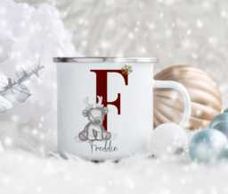 Personalised Children's Christmas Mug, Gift, Enamel Reindeer Cup
