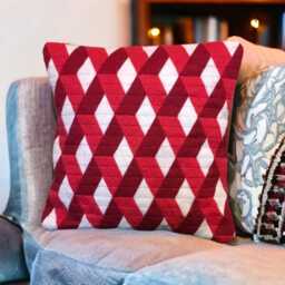 Needlepoint Pillow Geometric 3D Op Art Cushion, Pure Wool - thumbnail 2