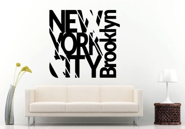 New York City Brooklyn The Big Apple Logo Words Name View Wall Decal Vinyl Sticker Mural Room Decor L1092 - image 1