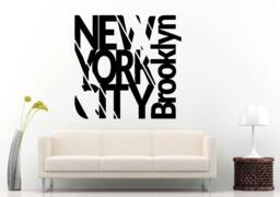 New York City Brooklyn The Big Apple Logo Words Name View Wall Decal Vinyl Sticker Mural Room Decor L1092 - thumbnail 1