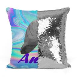 Personalized Manatee Mermaid Sequin Flip Pillow - Customize With Your Name - thumbnail 3