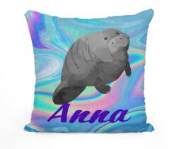Personalized Manatee Mermaid Sequin Flip Pillow - Customize With Your Name