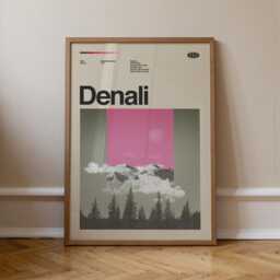 Denali National Park Poster, Mid-Century Modern Abstract Art Print - thumbnail 1