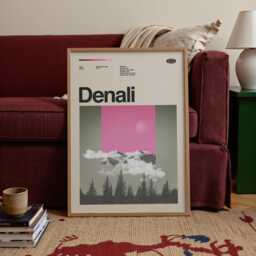 Denali National Park Poster, Mid-Century Modern Abstract Art Print - thumbnail 2