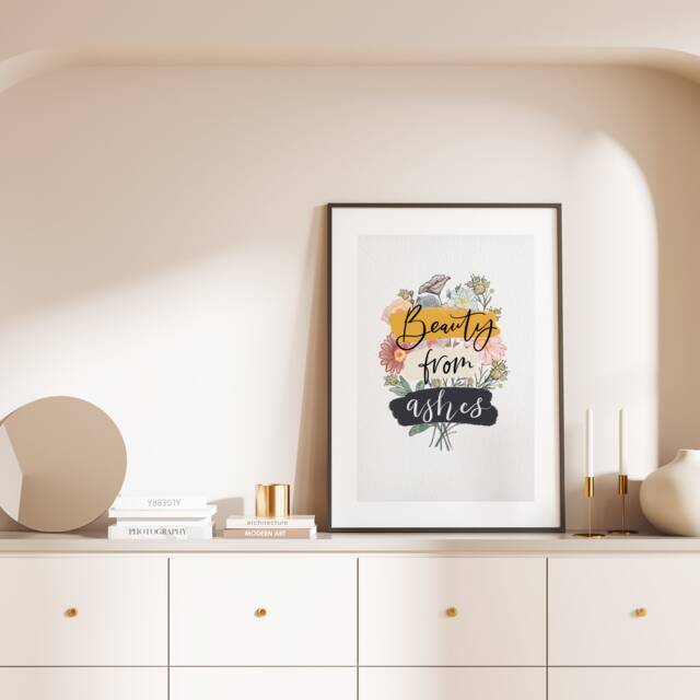 Beauty From Ashes Scripture Verse Wall Art Bible Quote Print Christian - image 1