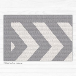 Grey Chevron Area Rug, Printed Linoleum Vinyl Mat. Art Mat With Zigzag Geometric Design - thumbnail 3