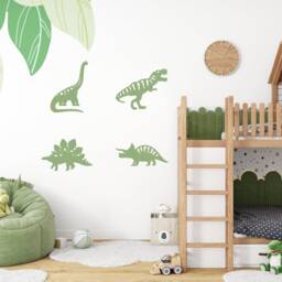 Wooden Dinosaur Wall Art Set - Dino Bedroom Decor Themed Kids Room Nursery Playroom - thumbnail 1