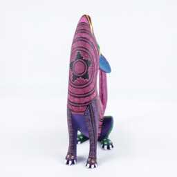 Hand Carved Copal Wood Wolf Alebrije - Mexican Folk Art Sculpture, Oaxaca Decor - thumbnail 3