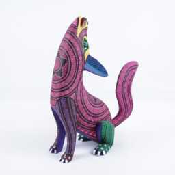 Hand Carved Copal Wood Wolf Alebrije - Mexican Folk Art Sculpture, Oaxaca Decor - thumbnail 2