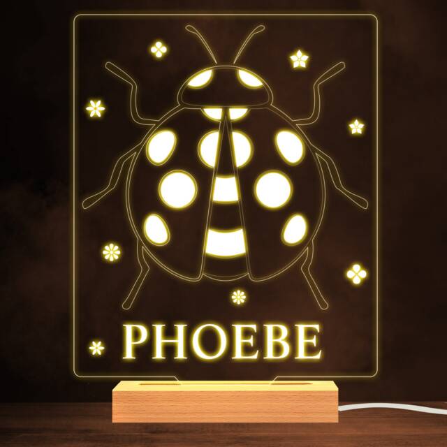 Ladybug Stars Insect Warm White Lamp Personalised Gift Night Light - Bedroom - image 1
