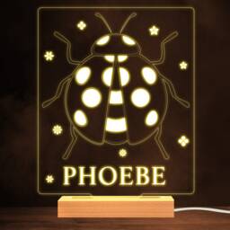 Ladybug Stars Insect Warm White Lamp Personalised Gift Night Light - Bedroom - thumbnail 1