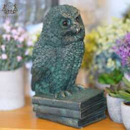 Barn Owl Bookend Resin Ornament - Home Indoor Library Statue Decoration Book End - thumbnail 2