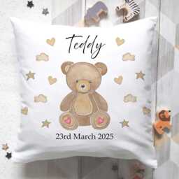 Personalised Baby Name Cushion Train Nursery Decor, Christening Gift - thumbnail 2