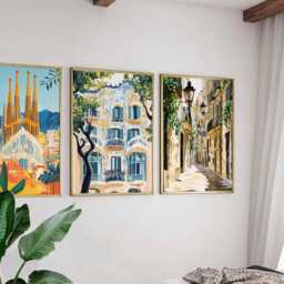 Set Of 3 Barcelona Posters, Spain Travel Wall Art, City Prints Set, Modern Poster Decor - thumbnail 2