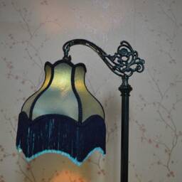 Handmade Fern Green Silk Lampshade Scalloped Retro Shade - thumbnail 2