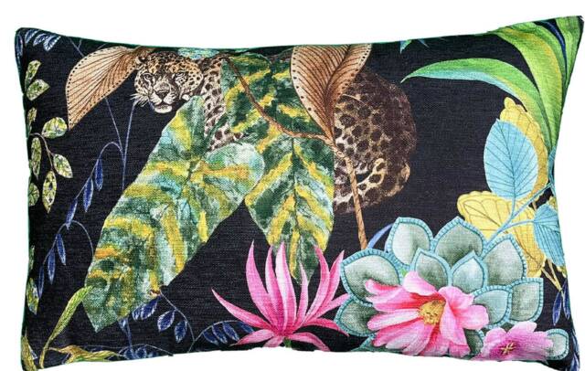 Tonga Leopard Print Cushion Cover Black Velvet Throw Pillow - 60x40cm - image 1