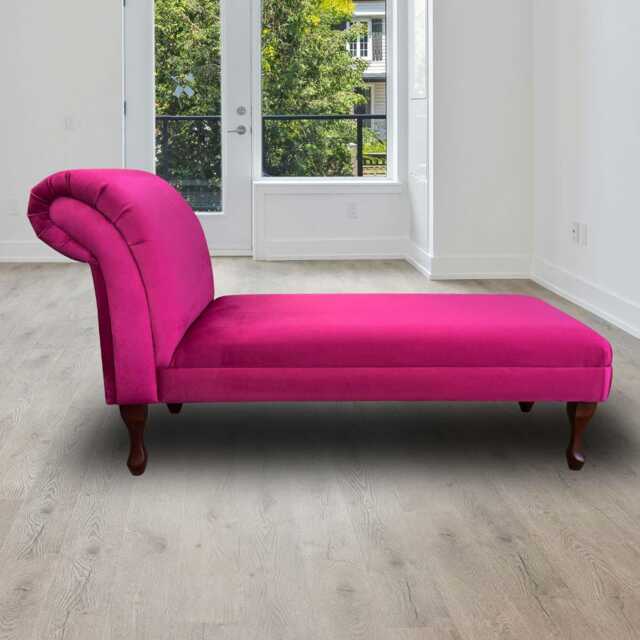 Berry Pink Armless Chaise Longue - Velvet Indoor Sofa Lounger Handmade in Britain - image 1