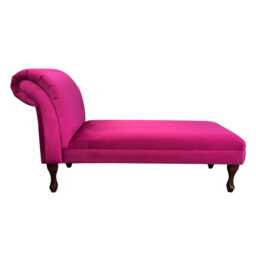 Berry Pink Armless Chaise Longue - Velvet Indoor Sofa Lounger Handmade in Britain - thumbnail 3