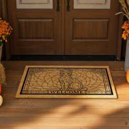 stained Glass Cat Doormat - Welcome Coir Rug For Pet Lovers - thumbnail 3