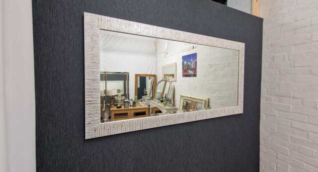 John Lewis Blanca Wood Frame Wall Mirror Full Length Tall Wide Rectangular Bevelled Glass Silver White Home Interior Decor 153x76cm - image 1