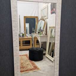 John Lewis Blanca Wood Frame Wall Mirror Full Length Tall Wide Rectangular Bevelled Glass Silver White Home Interior Decor 153x76cm - thumbnail 2