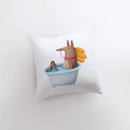 Horse Bathing in Tub Pillow - Throw Lover Animal Gift Tiny House Decor Cowgirl Pet - thumbnail 3