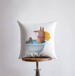Horse Bathing in Tub Pillow - Throw Lover Animal Gift Tiny House Decor Cowgirl Pet - thumbnail 1