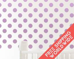 Polka Dots Lilac Purple Violet Wall Decals Decor Stickers Nursery Baby Girl Circle Pattern Modern & Scandinavian