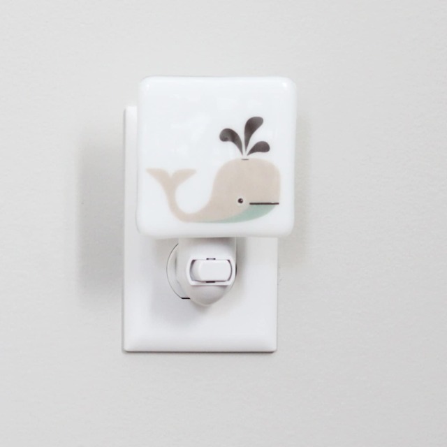 Whale Fused Glass Nightlight - Kids Underwater Nursery Gender Neutral Baby Shower Gift - image 1