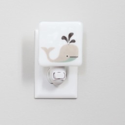Whale Fused Glass Nightlight - Kids Underwater Nursery Gender Neutral Baby Shower Gift