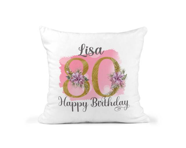 80Th Birthday Gift For Women, Personalised Cushion/Pillow With Name & Floral Design, Mum, For Nan, 1941